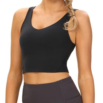 V Neck Longline Padded Sports Bras